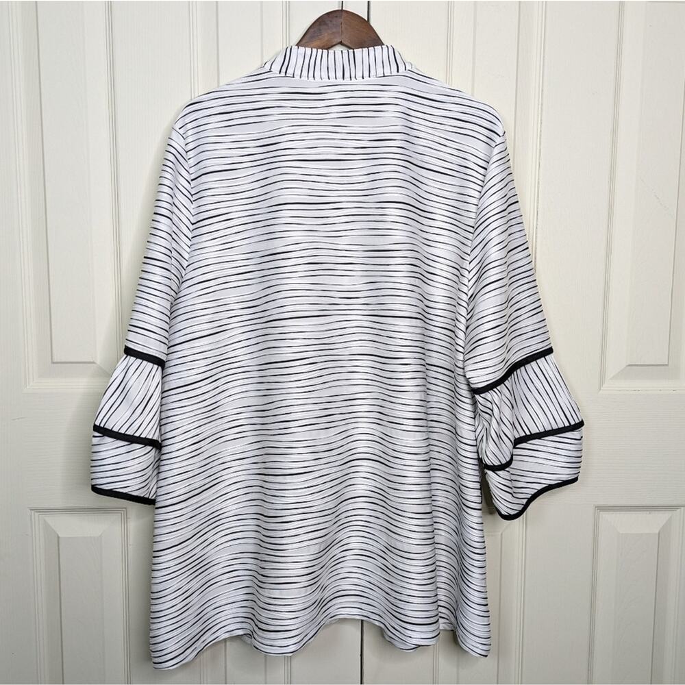 Multiples Blazer Top Jacket Jacquard Knit Lagenlook 2X Textured Striped Artsy - Picture 10 of 12